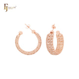 Net cage filigree enclosure white CZs 14K Gold, Rose Gold stud earrings