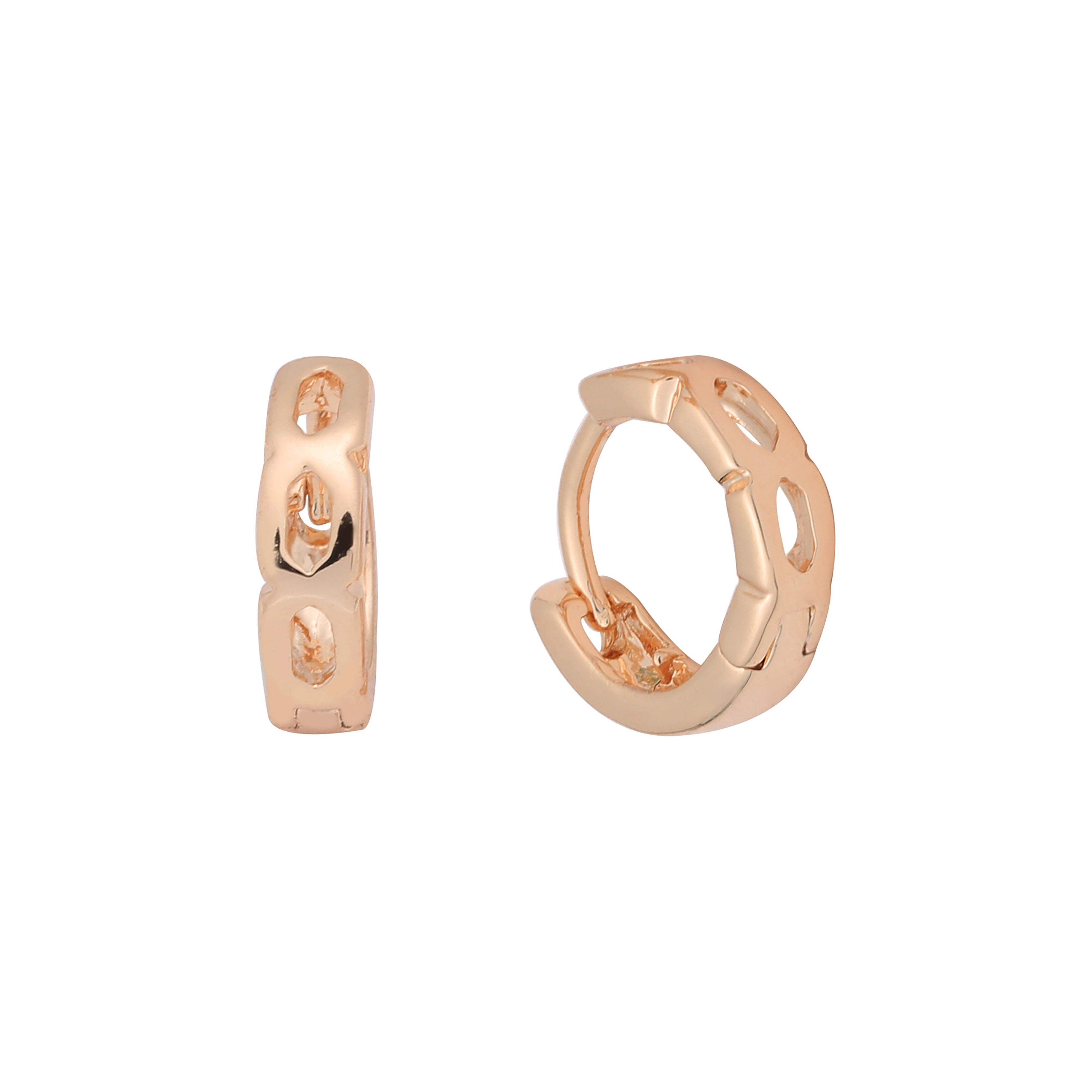 Pendientes huggie de oro rosa