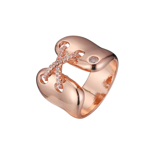 Anillos de cordón de moda de oro rosa