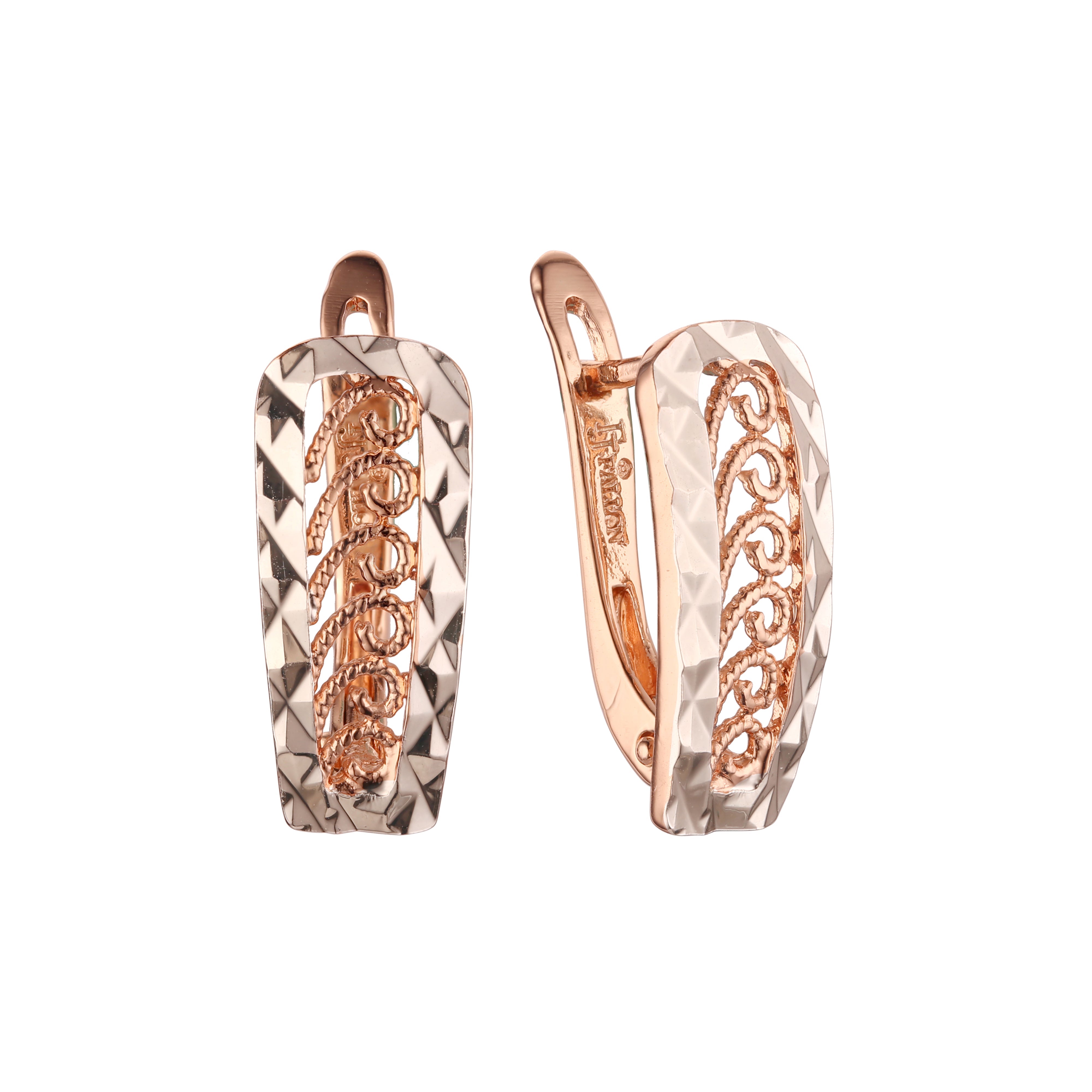 .Waves & tail of 9 Earrings in 14K Gold, Rose Gold, two tone plating colors