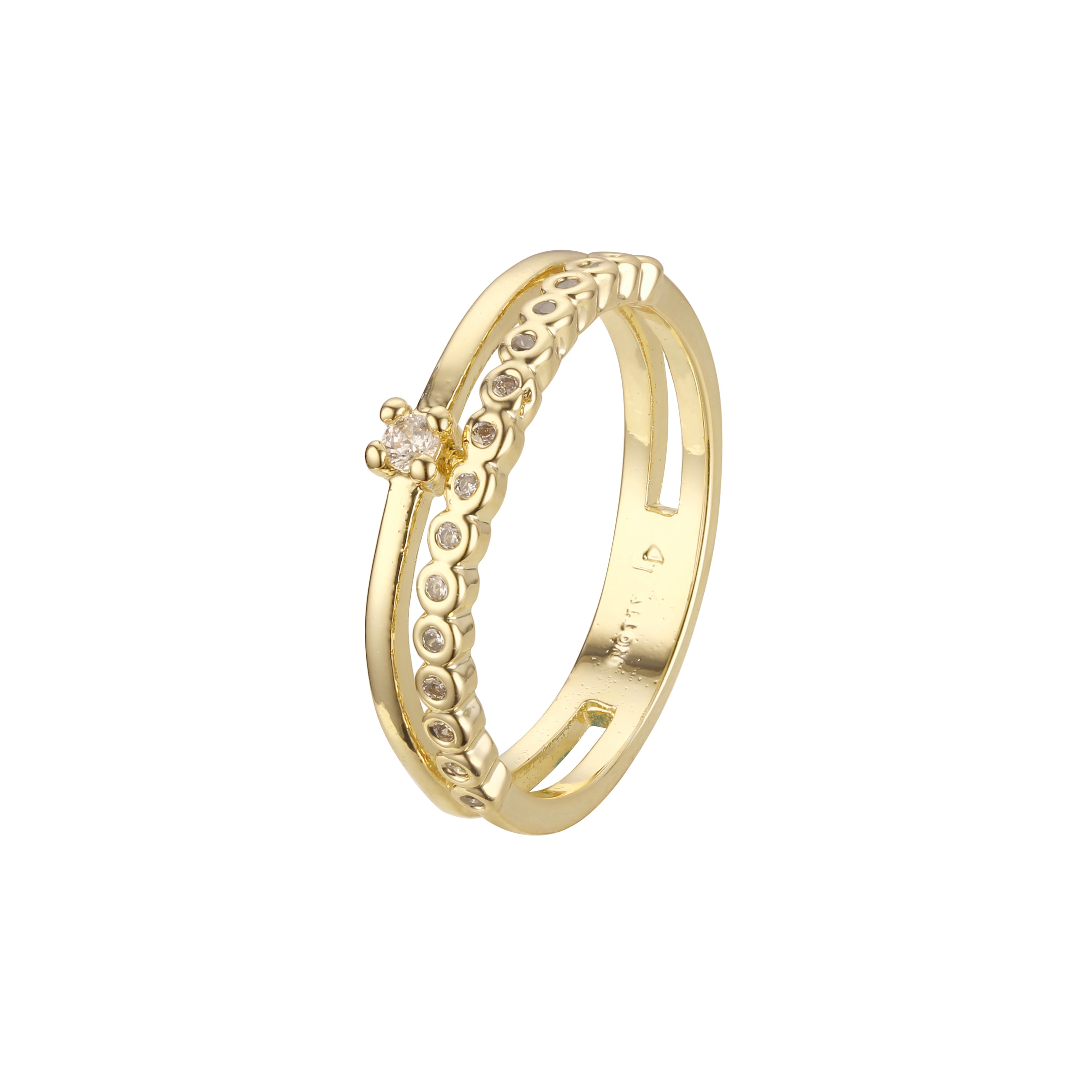 ソリティア 結婚指輪リング 14K ゴールド、ローズゴールド、ツートーンメッキカラー