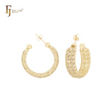 Net cage filigree enclosure white CZs 14K Gold, Rose Gold stud earrings