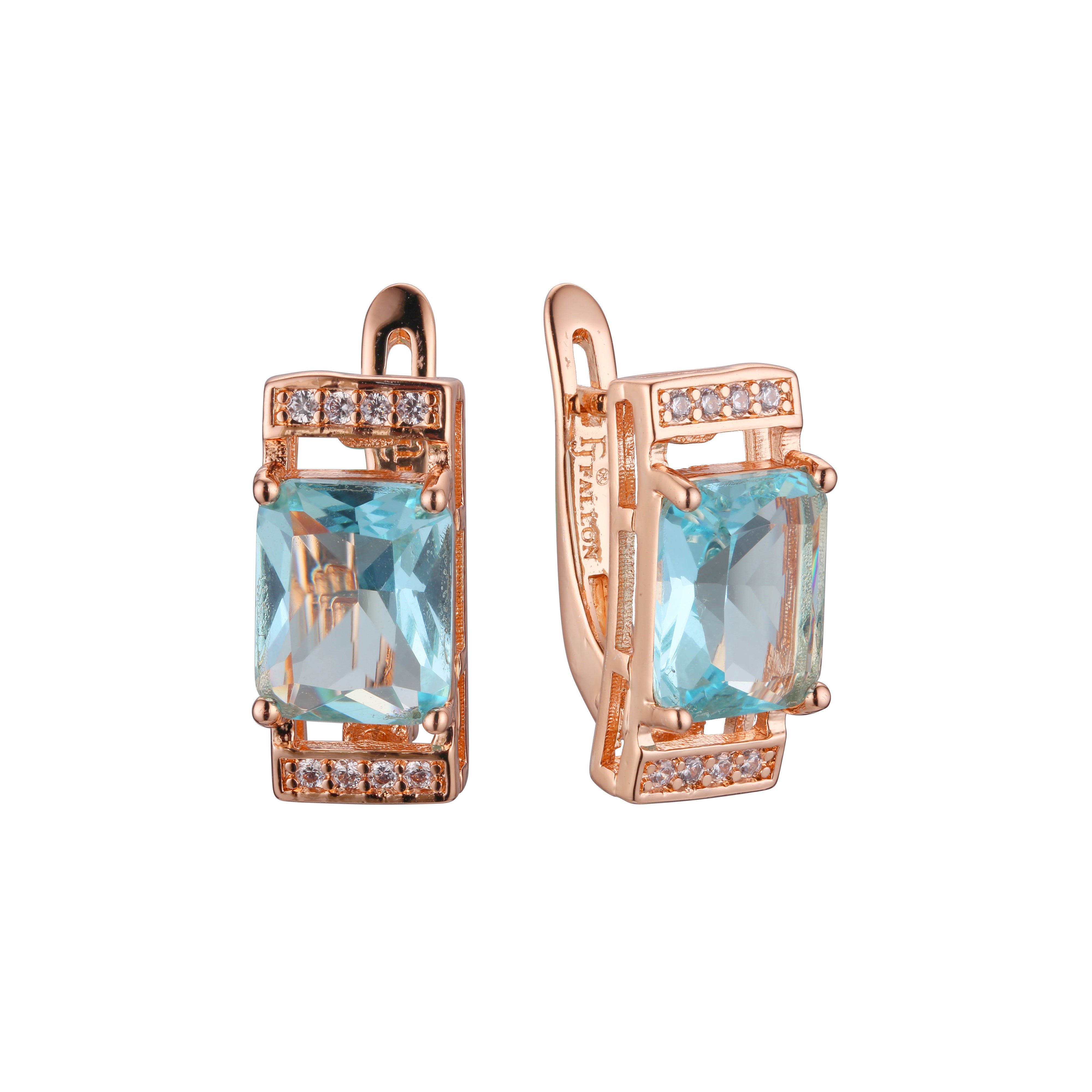 Solitaire big stone earrings in 14K Gold, Rose Gold plating colors