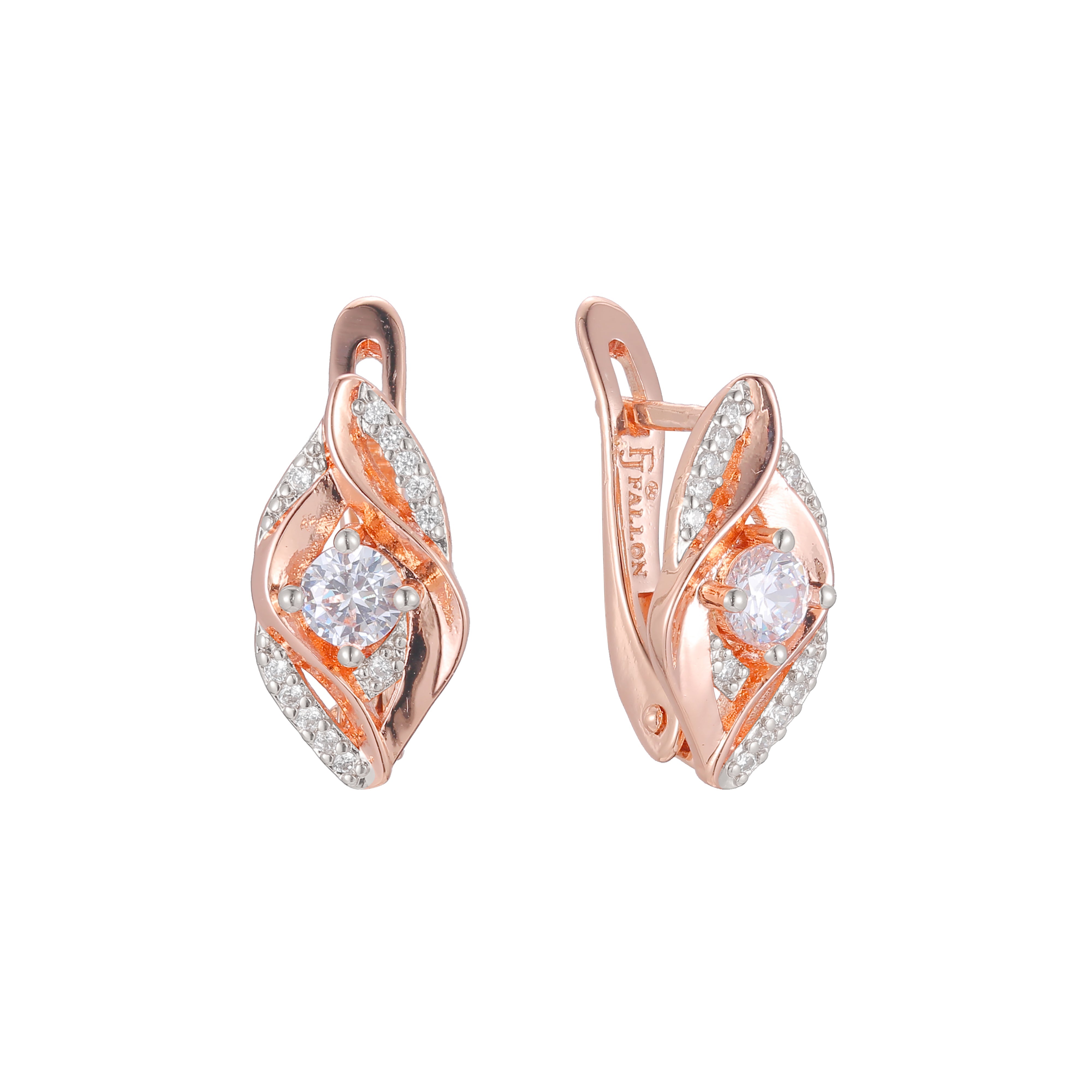 Aretes de racimo en Oro de 14K, Oro Rosa, baño de dos colores