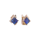 Solitaire emerald cut big stone earrings in 14K Gold, 18K Gold, Rose Gold plating colors