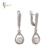 Pendientes de oro blanco con pavé de perlas