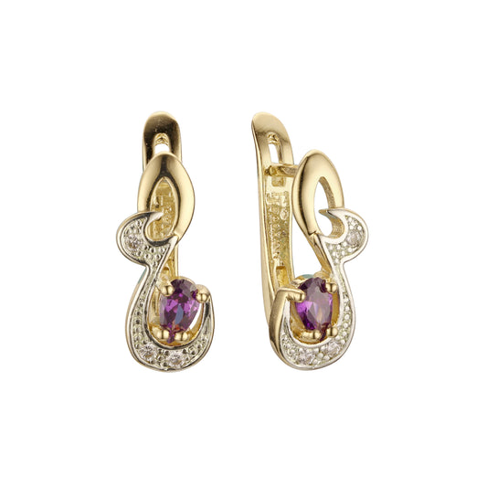 Aretes en Oro 14K, Oro Rosa, baño en dos tonos