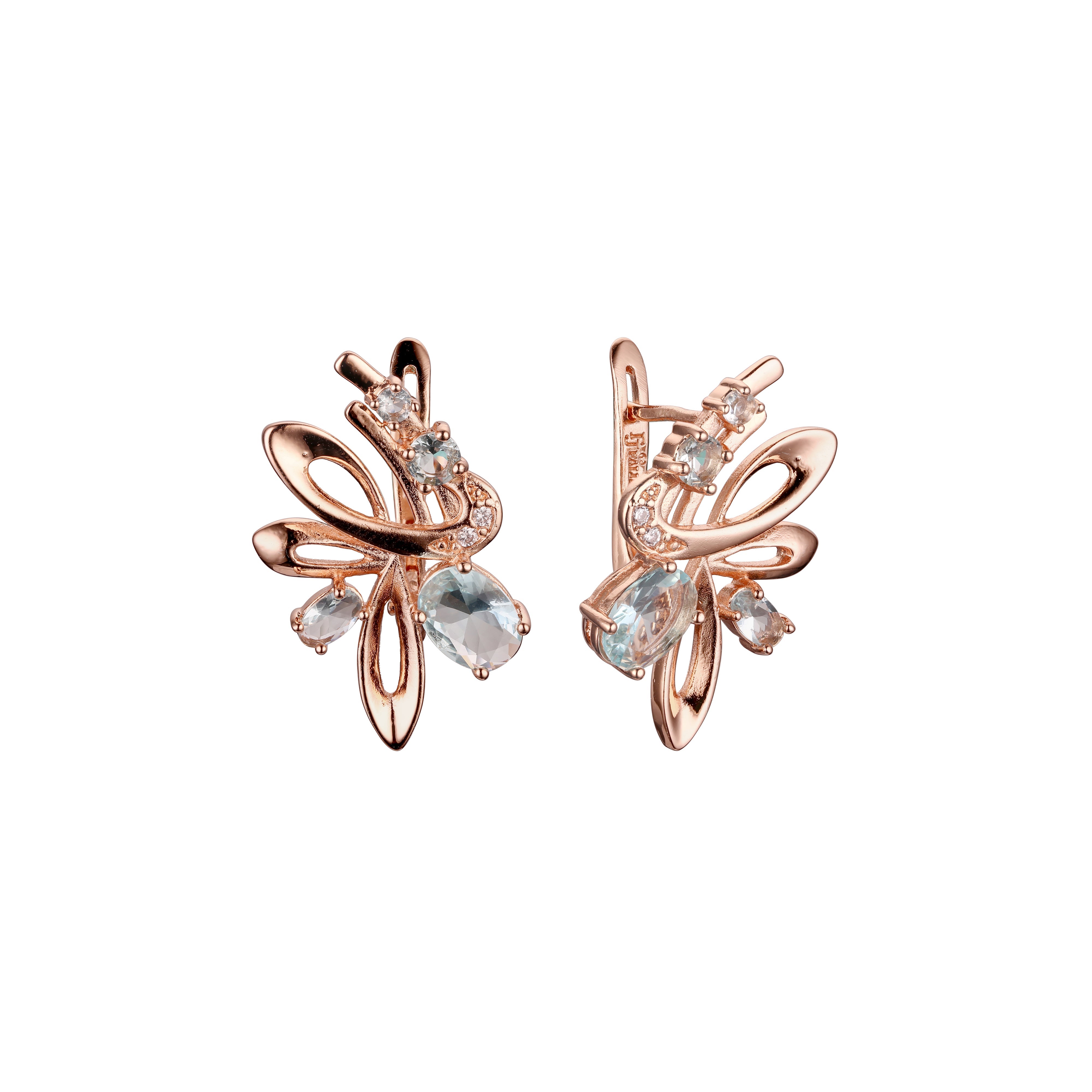 Fairy dancing cluster colorful czs Rose Gold earrings