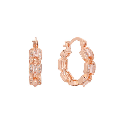 Aretes de aro en Oro de 14K, baño de Oro Rosa colores