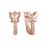 Aretes de mariposa en Oro de 14K, baño de Oro Rosa en dos colores