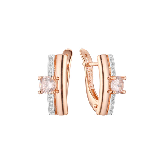 Solitaire earrings in 14K Gold, Rose Gold, two tone plating colors