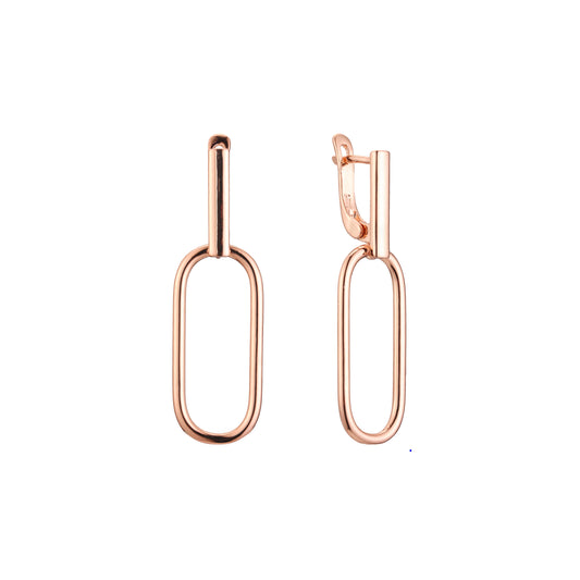 Paperclip earrings in 14K Gold, Rose Gold plating colors