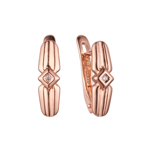 Solitaire earrings in 14K Gold, Rose Gold plating colors