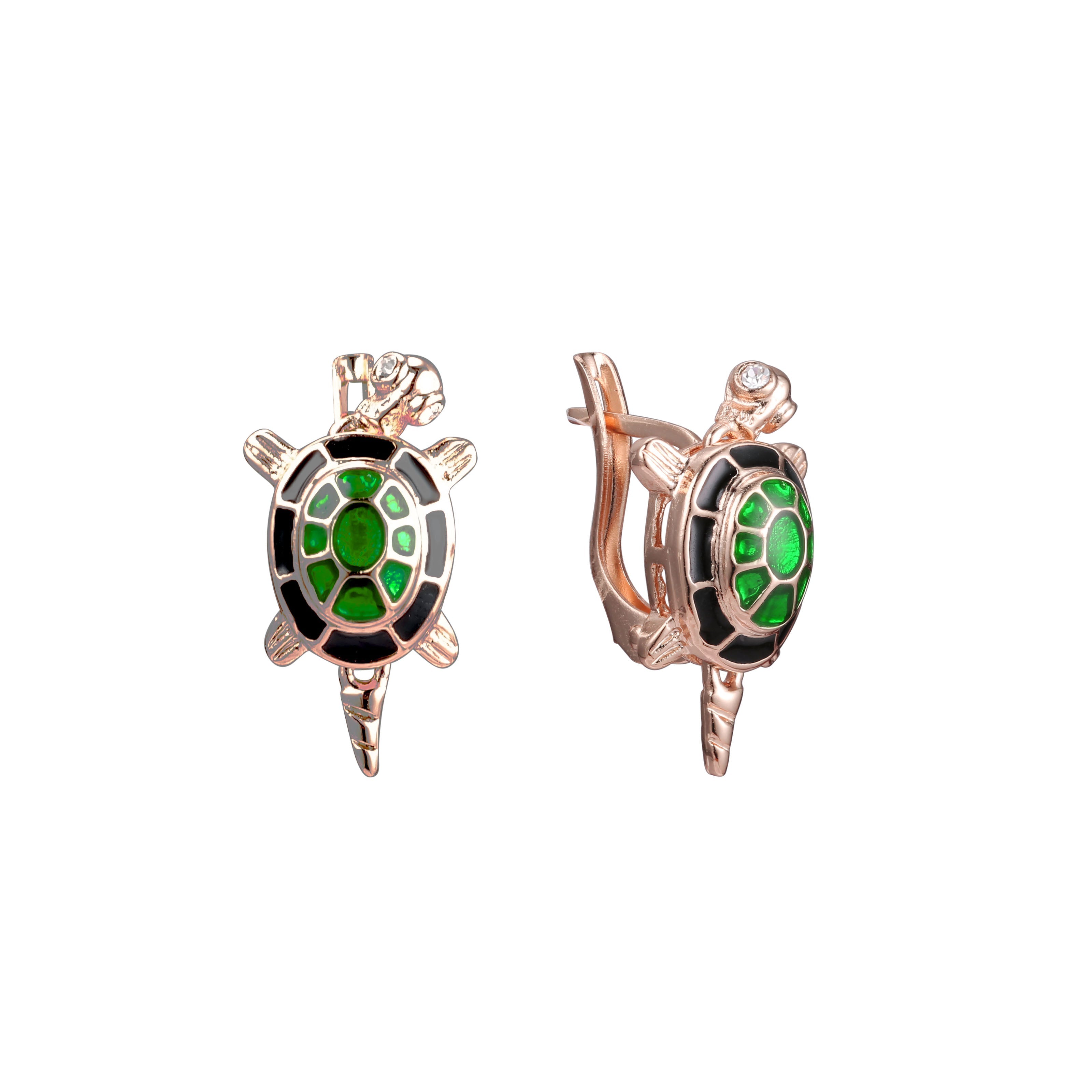 Big turtle earrings in 14K Gold, Rose Gold plating colors