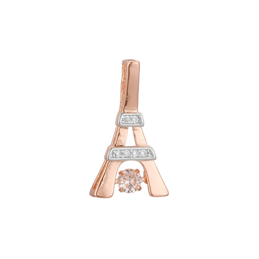 Pingente Torre Eiffel em dois tons de ouro rosa, cores banhadas a ouro 14K