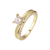 Solitaire and paved 14K gold rings