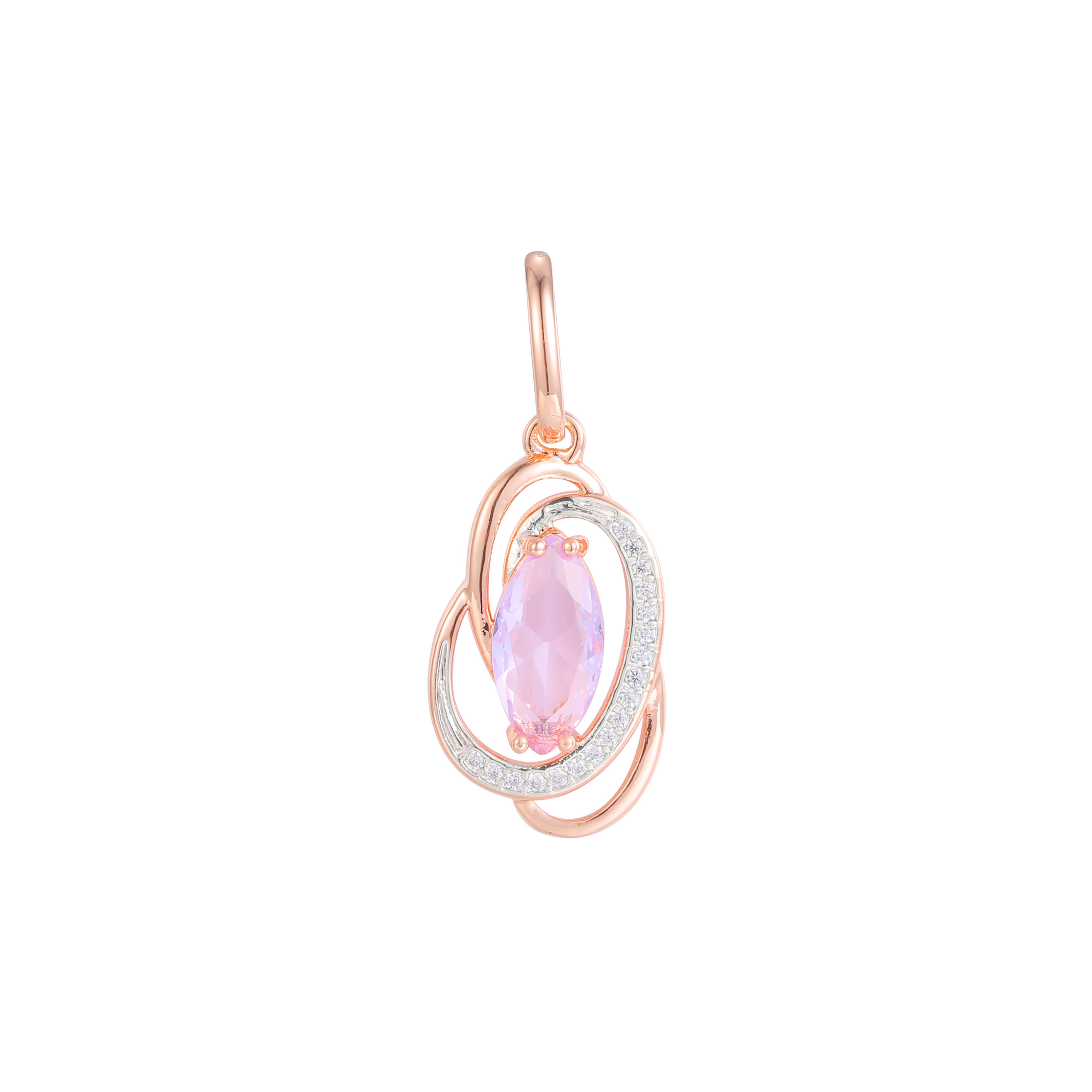 Solitaire pendant in Rose Gold two tone, 14K Gold plating colors