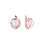 Pearl earrings in 14K Gold, Rose Gold, two tone plating colors