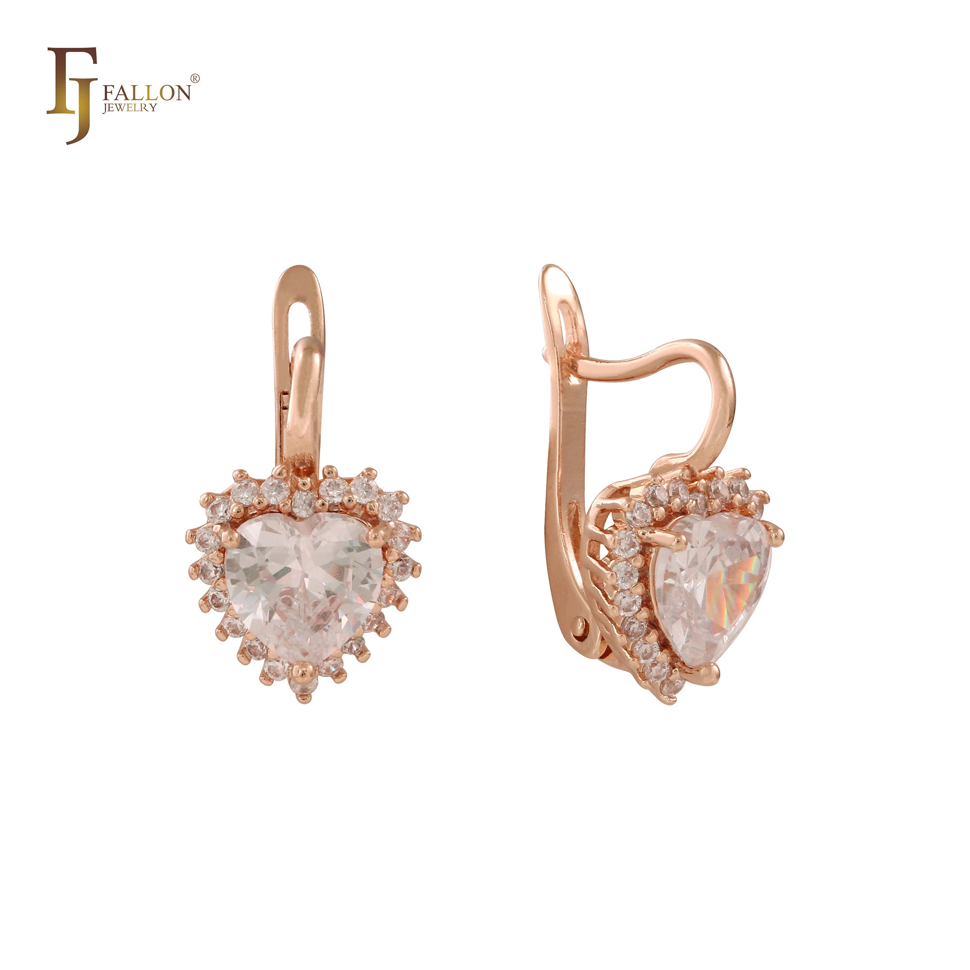 Pendientes Halo Heart con circonitas blancas pavimentadas