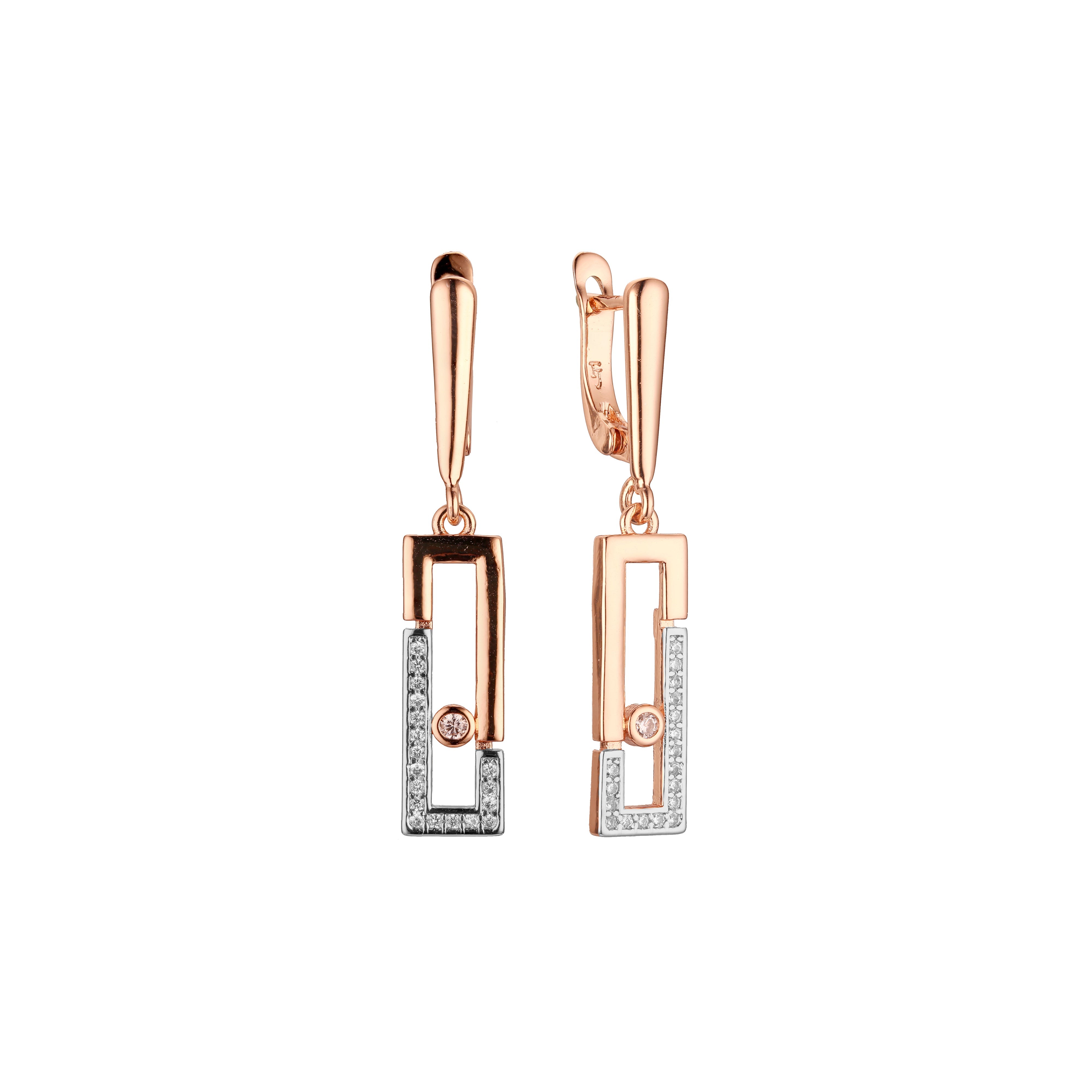 Earrings in Rose Gold, two tone plating colors