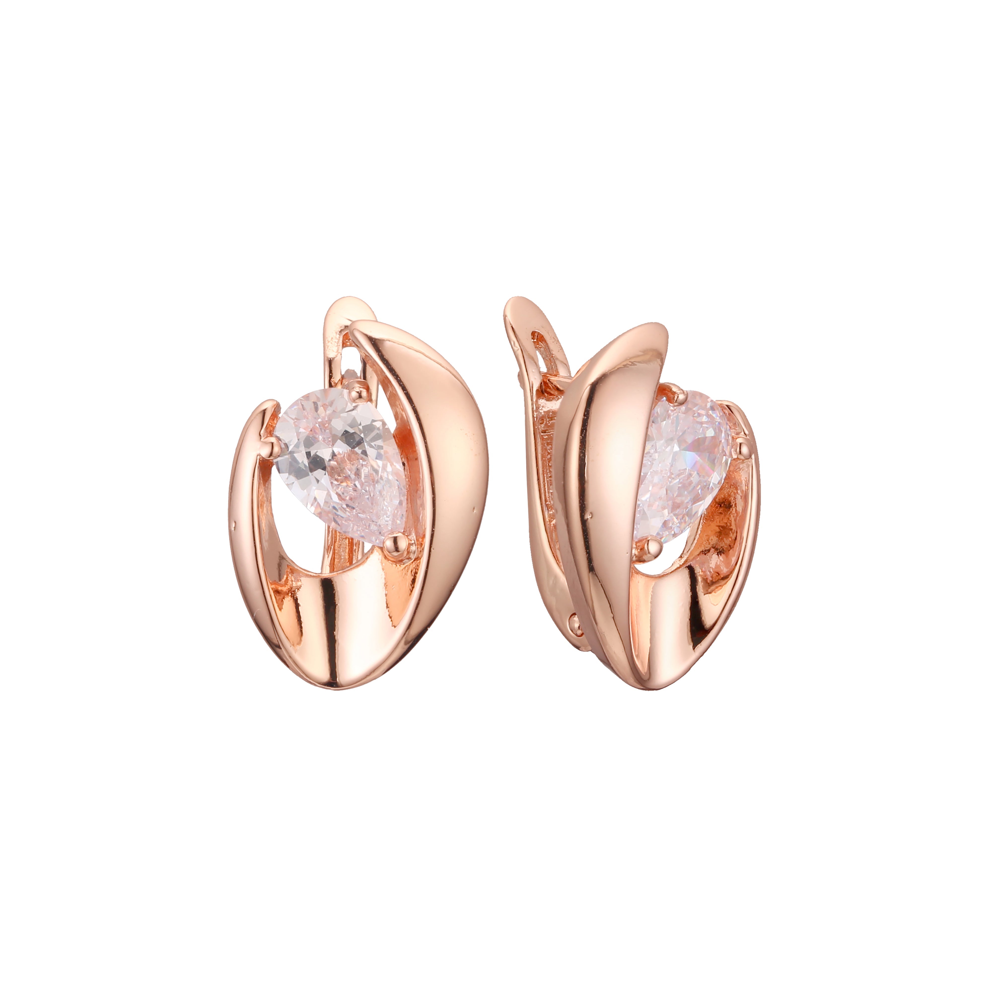 Pendientes Solitario en Oro de 14K, baño de Oro Rosa colores