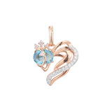 Solitaire heart pendant in Rose Gold two tone, 14K Gold plating colors