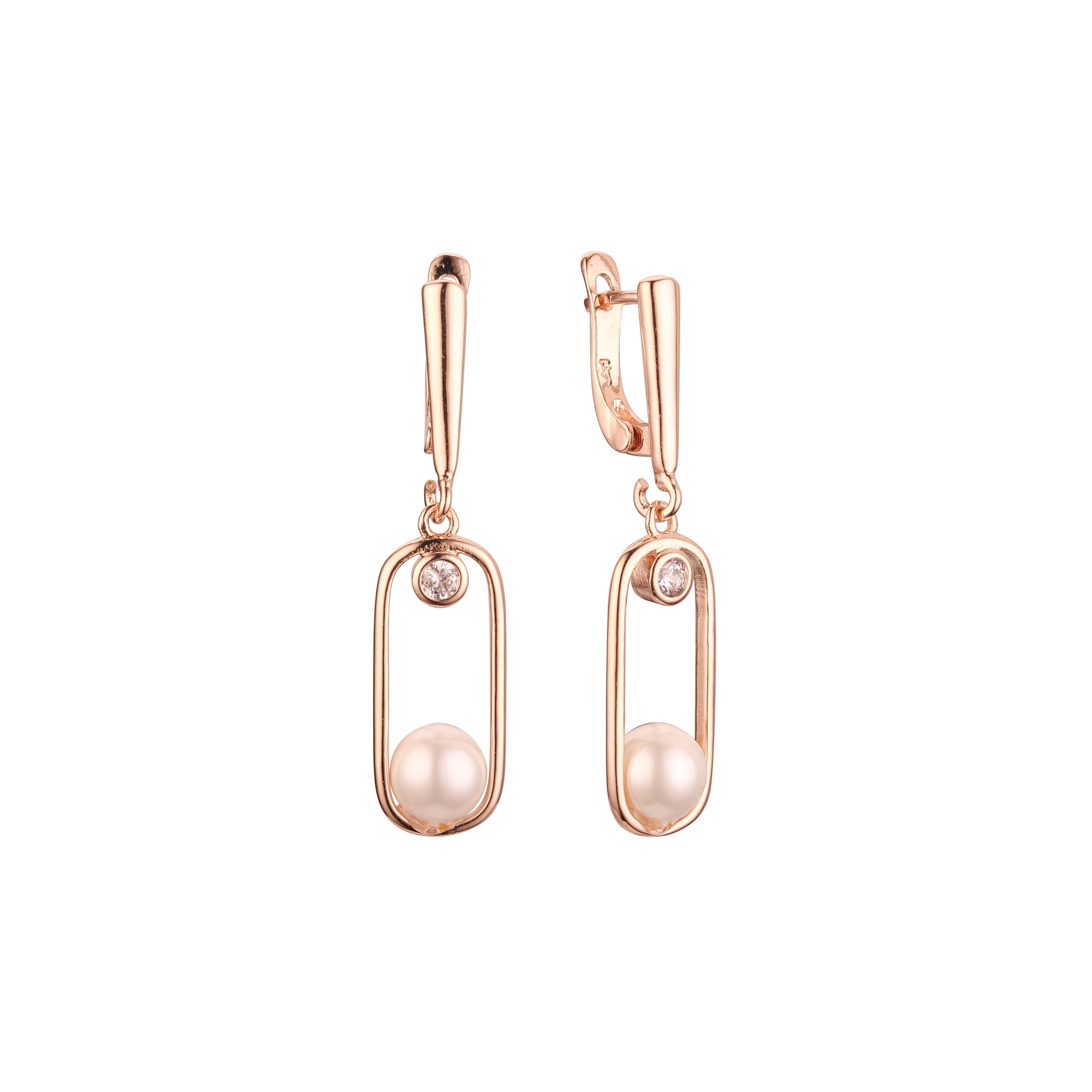 Pendientes de perlas de oro rosa