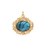 Cabochon colorful Onyx 18K Gold pendant