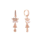 Aretes colgantes tipo candelabro con forma de racimo de hojas en Oro 14K, colores chapados en oro rosa