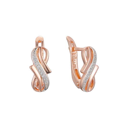 Elegantes aretes en Oro de 14K, Oro Rosa, baño en dos tonos