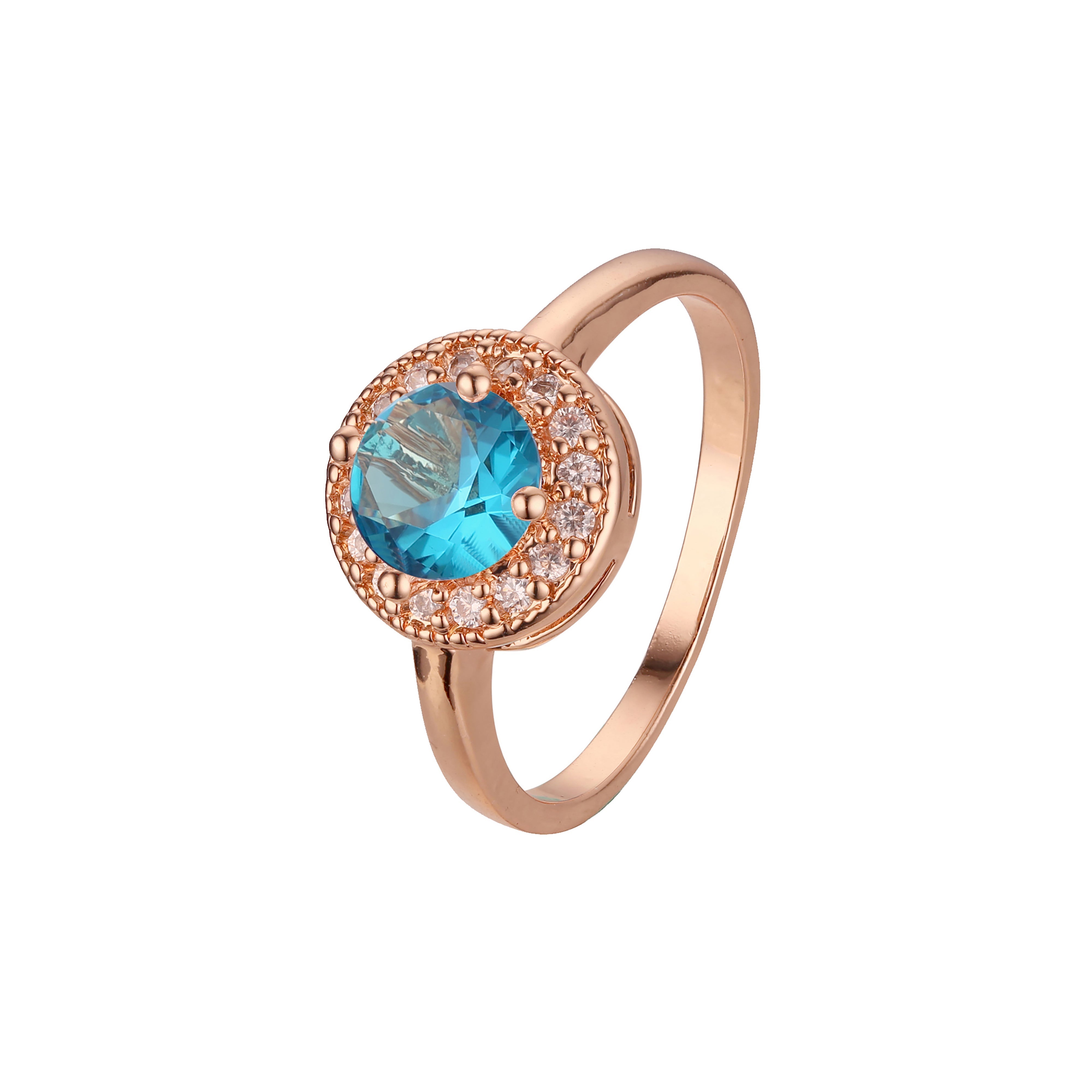 Chic colorful cubic zirconia 14K Gold halo rings