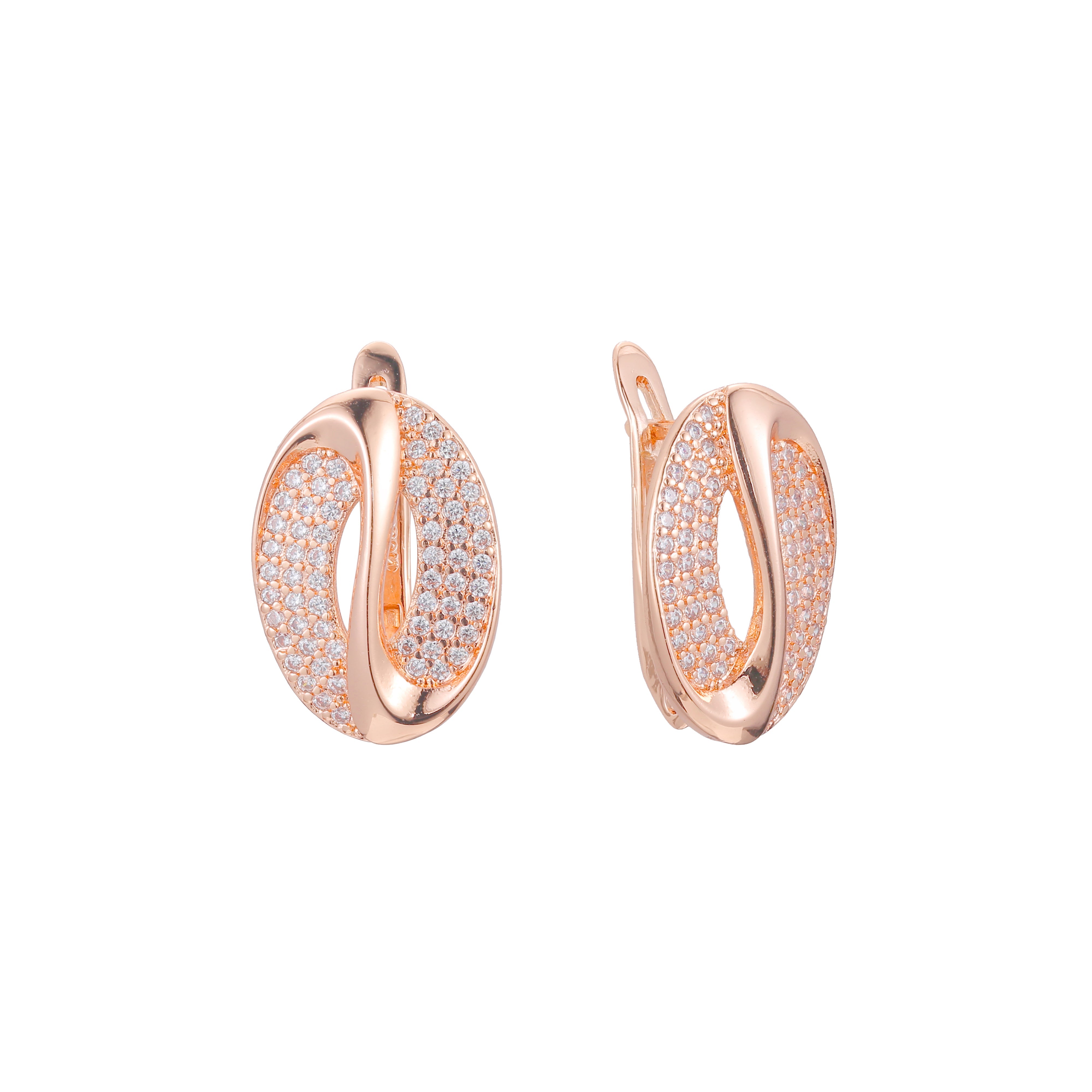 Aretes en Oro 14K, Oro Rosa, baño en dos tonos