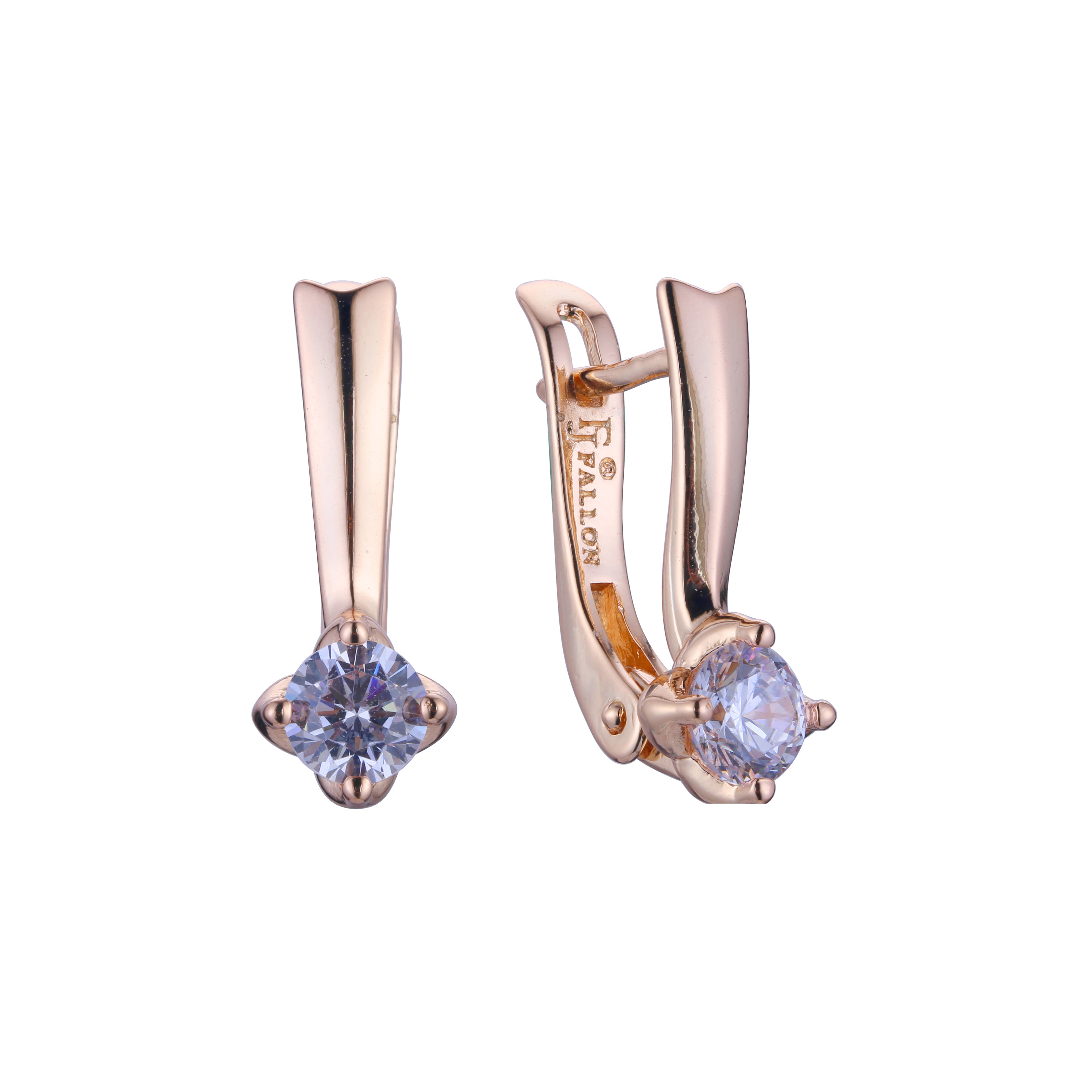 Solitaire earrings in 14K Gold, 18K Gold two tone plating colors