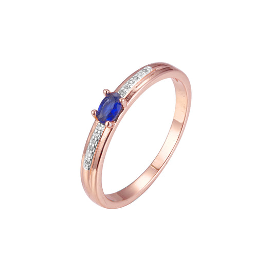 Rose Gold two tone solitaire blue stone rings