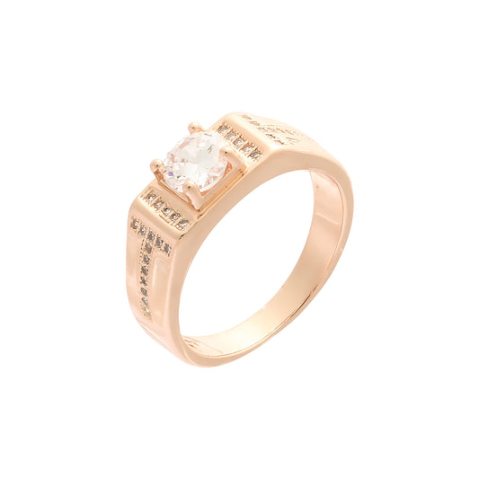 Anéis masculinos Solitaire em ouro 14K, cores banhadas a ouro rosa