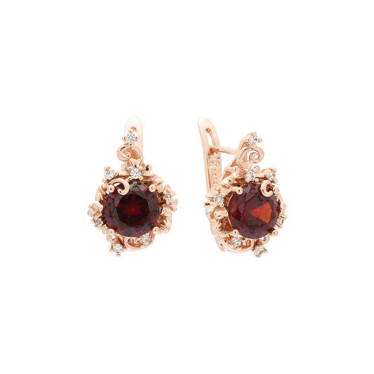 Solitaire big stone earrings in Rose Gold, two tone plating colors