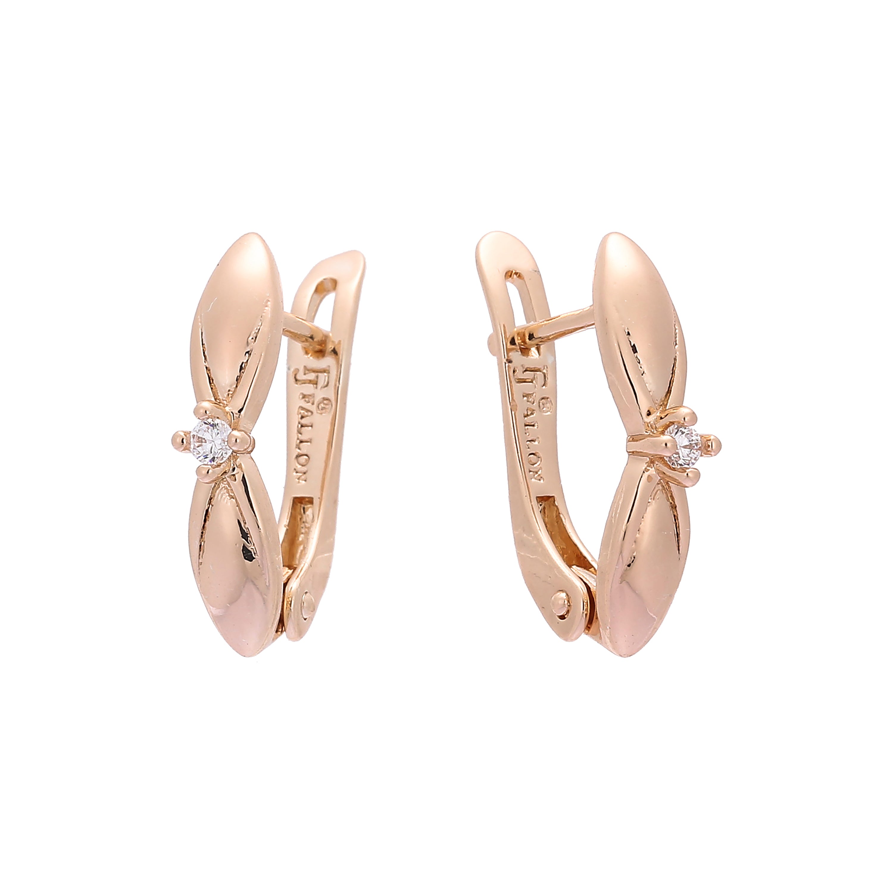 Solitaire ribbon CZ Rose Gold earrings