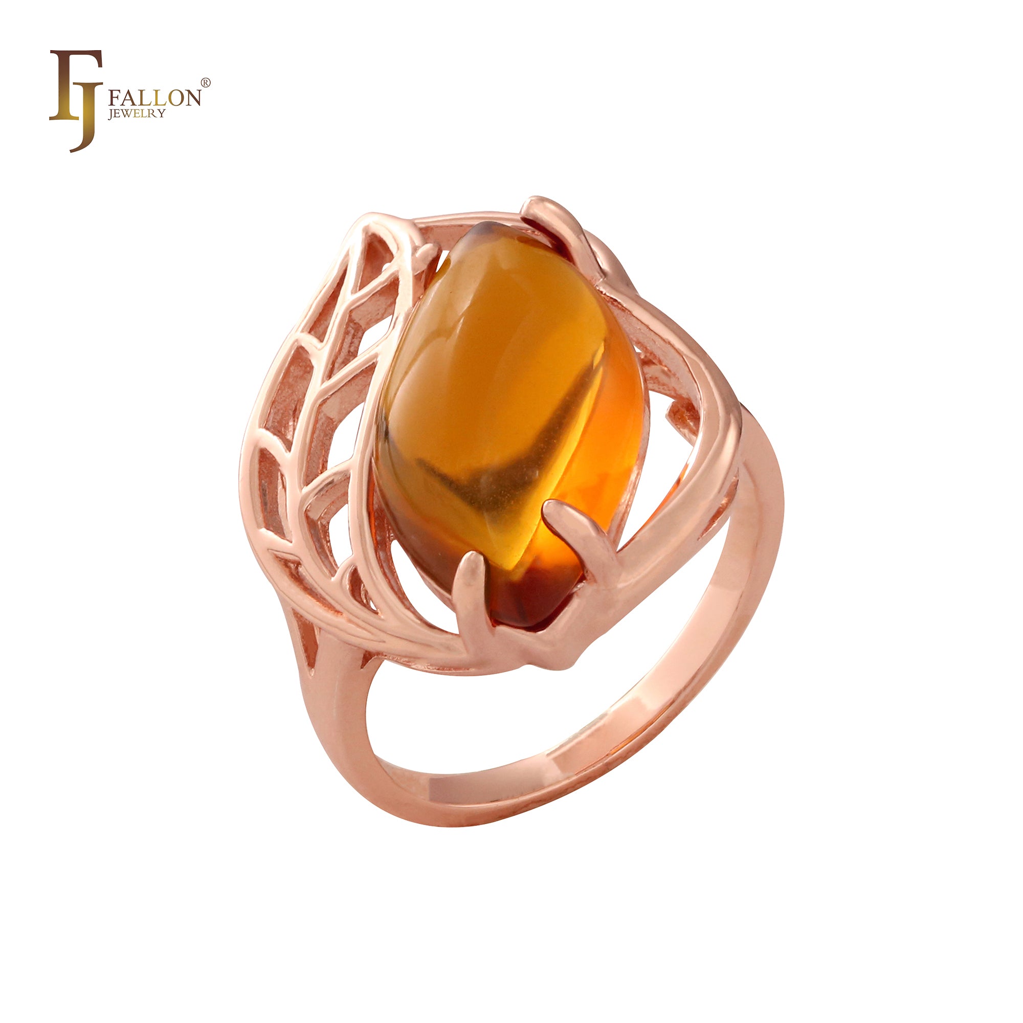 Anillos grandes con circonita cúbica en solitario Marquise Amber Orange Red