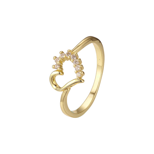 Anillos de corazón en Oro de 14K, baño de dos colores