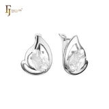 Solitaire teardrop colorful CZ Rose Gold earrings