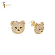 Cluster white CZs little bear stud earrings