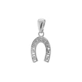 Greek key horseshoe pendant in 14K Gold, Rose Gold, White Gold plating colors