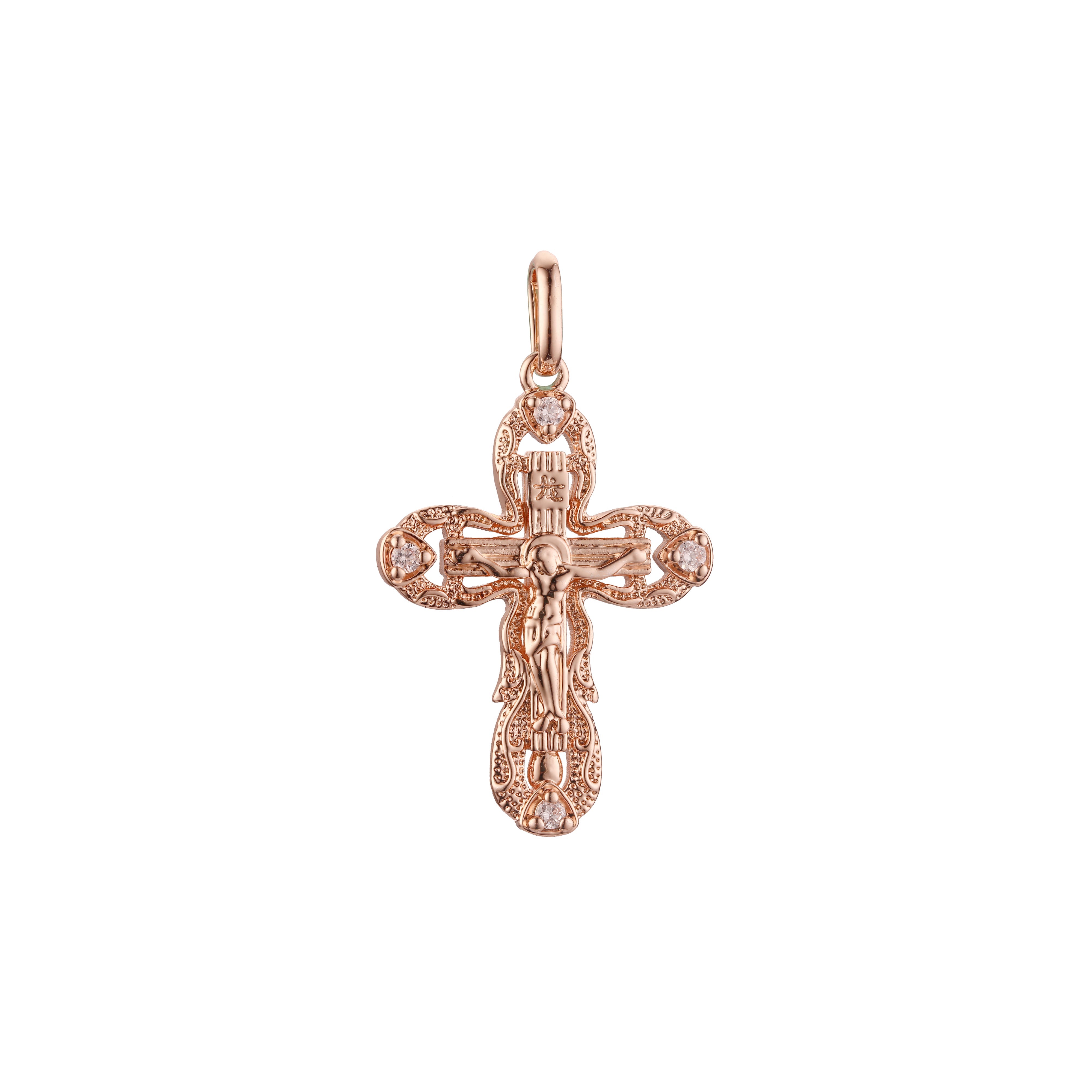 Cross pendant in Rose Gold two tone, 14K Gold plating colors