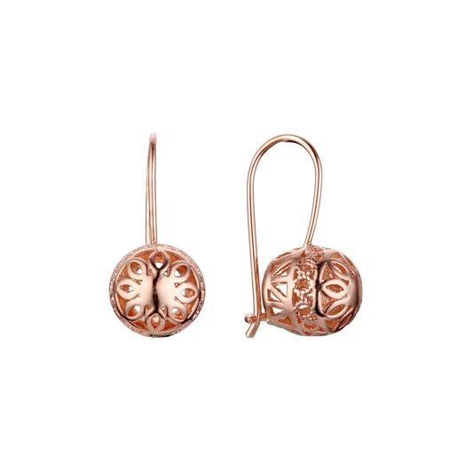 Rose Gold lantern wire hook earrings with beads