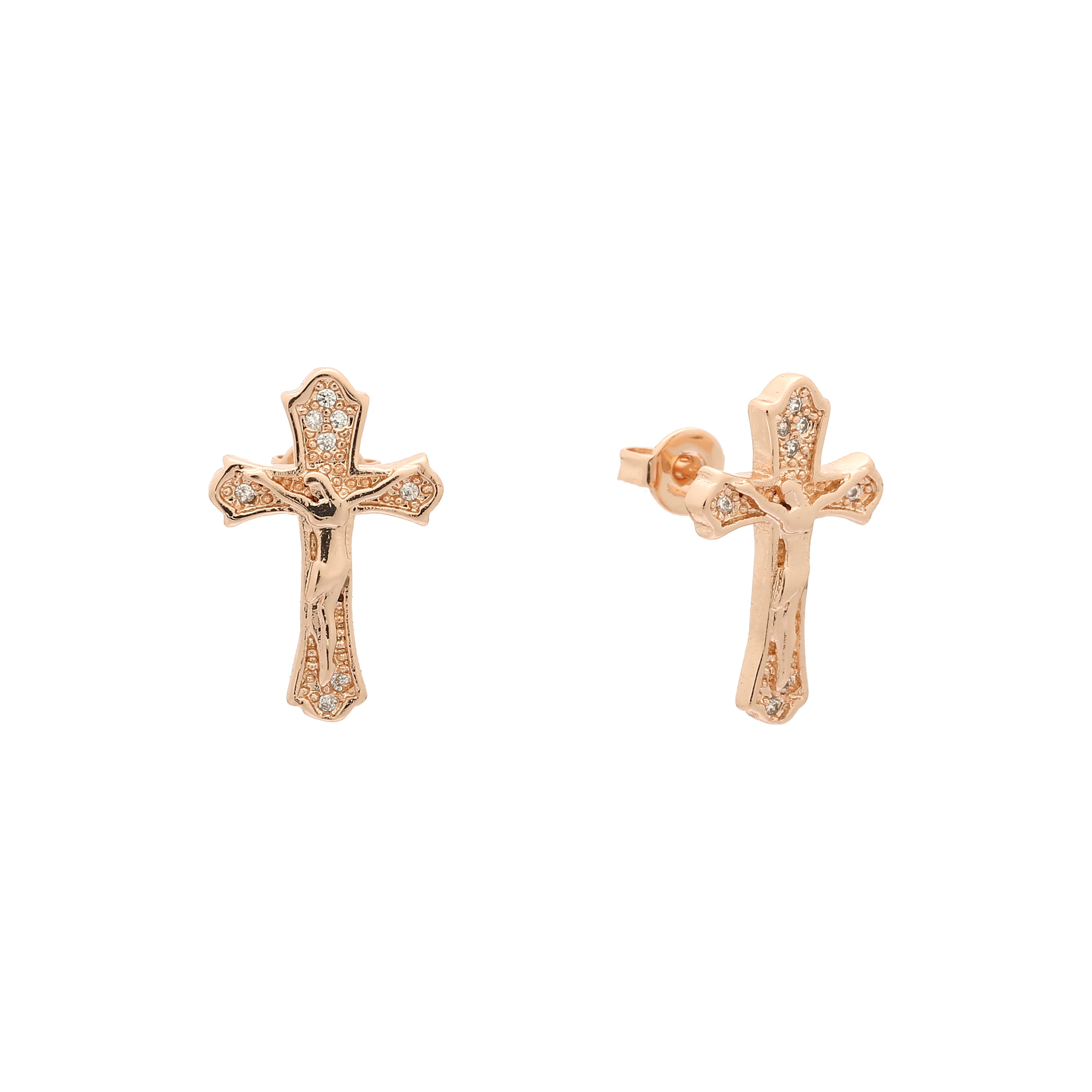 aretes de cruz de oro de 14k