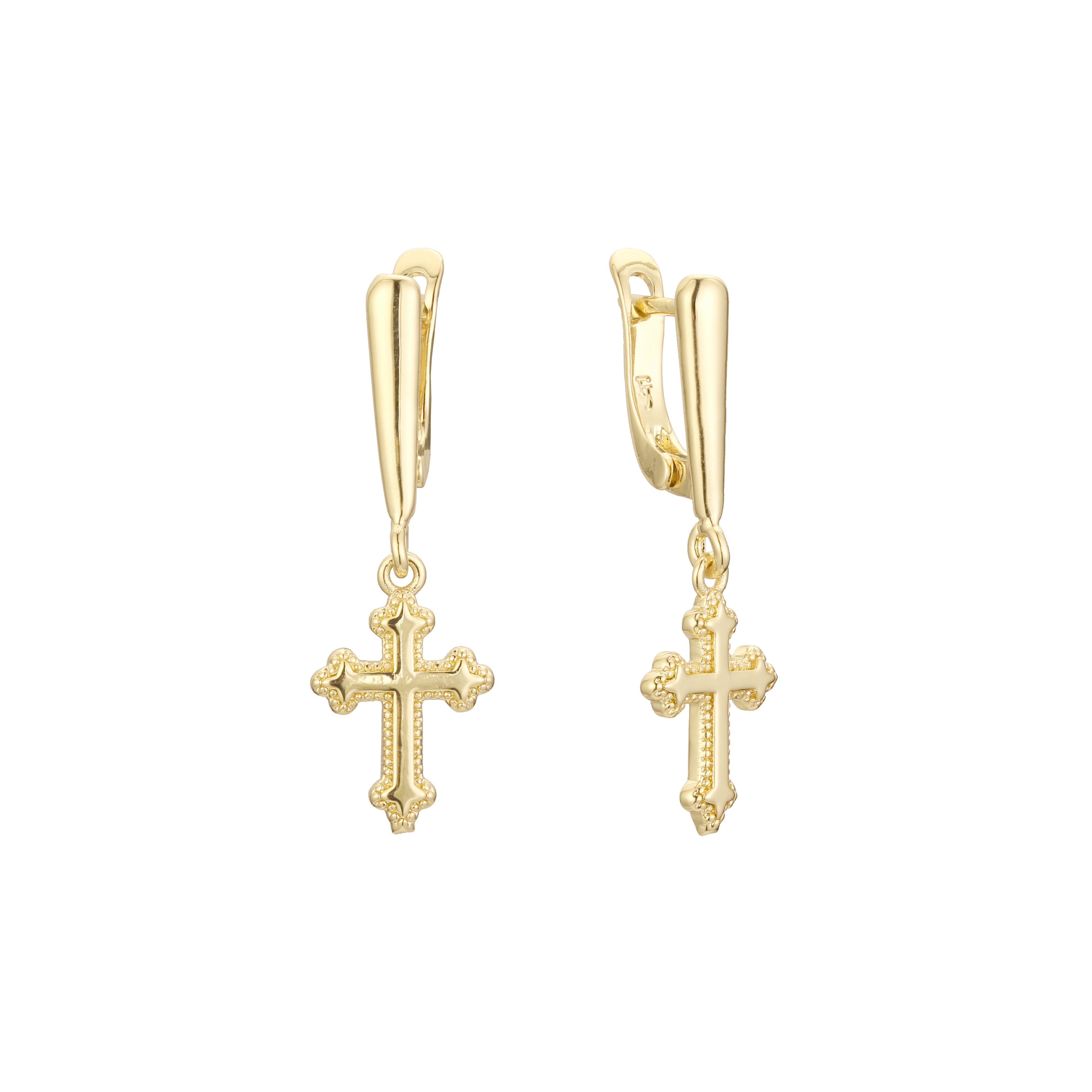 Cross earrings in 14K Gold, Rose Gold plating colors