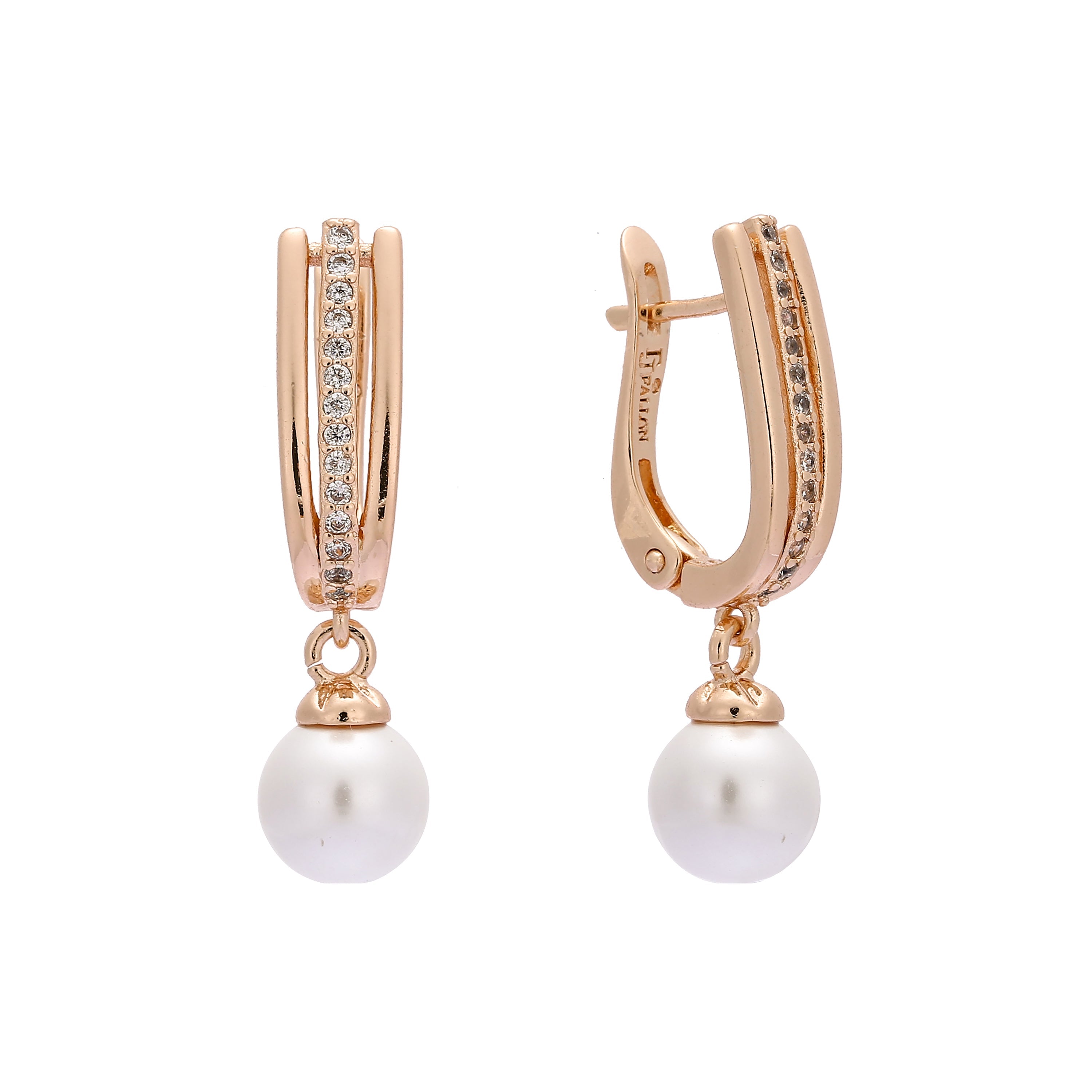 Aretes de Perlas en Oro de 14K, baño de Oro Rosa en dos colores