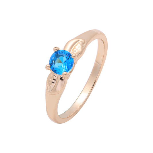 Solitario azul lago CZ Anillos de oro rosa