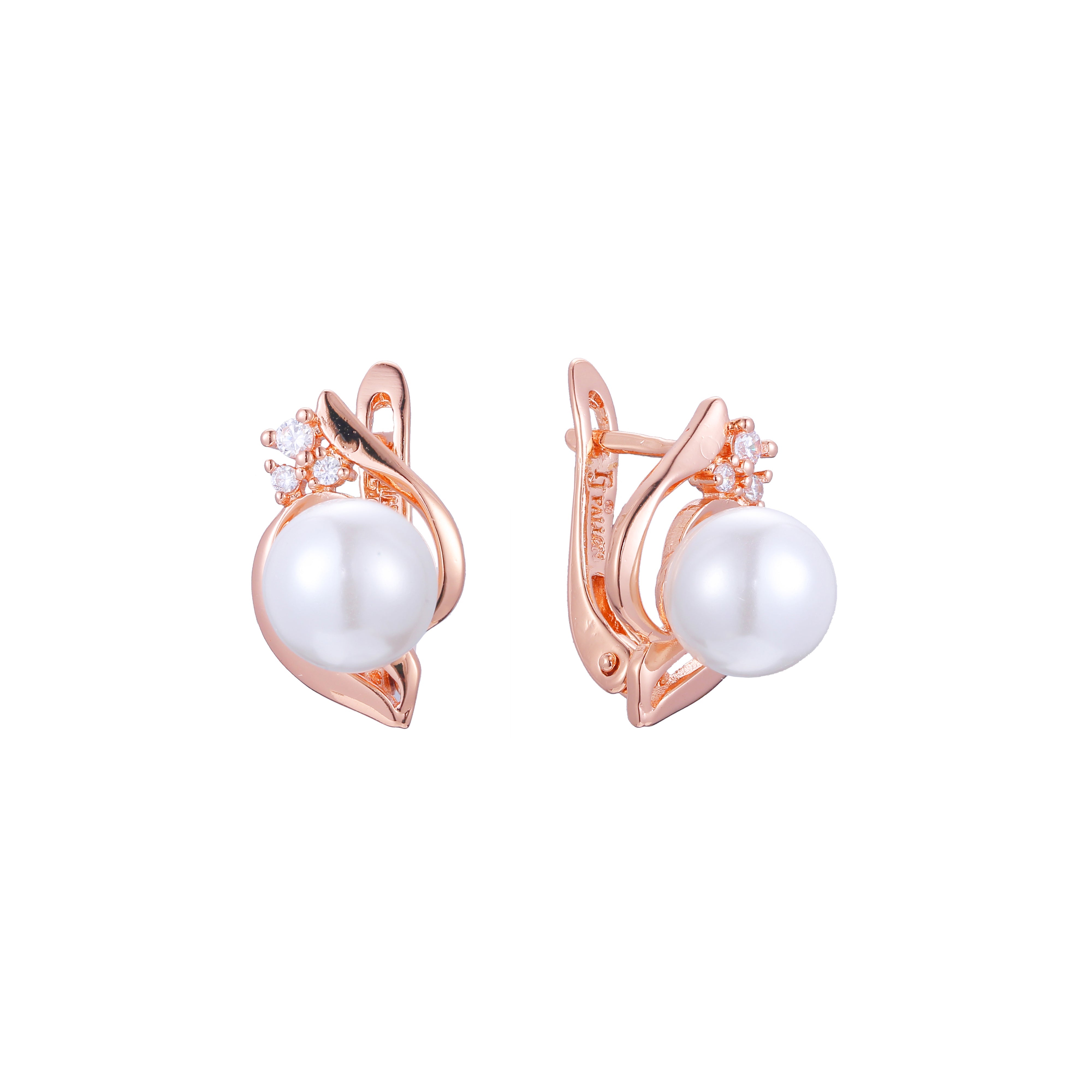 Pearl earrings in 14K Gold, Rose Gold plating colors