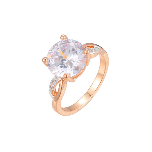 Rose Gold two tone solitaire big round stone rings